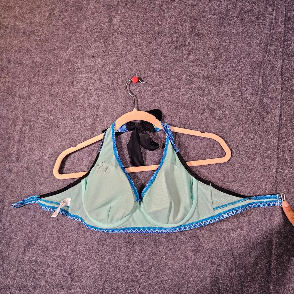 Athleta Womens Blue Paisley Halter Bikini Top Underwire Beach Vacation Sz 36 B/C - Picture 7 of 10